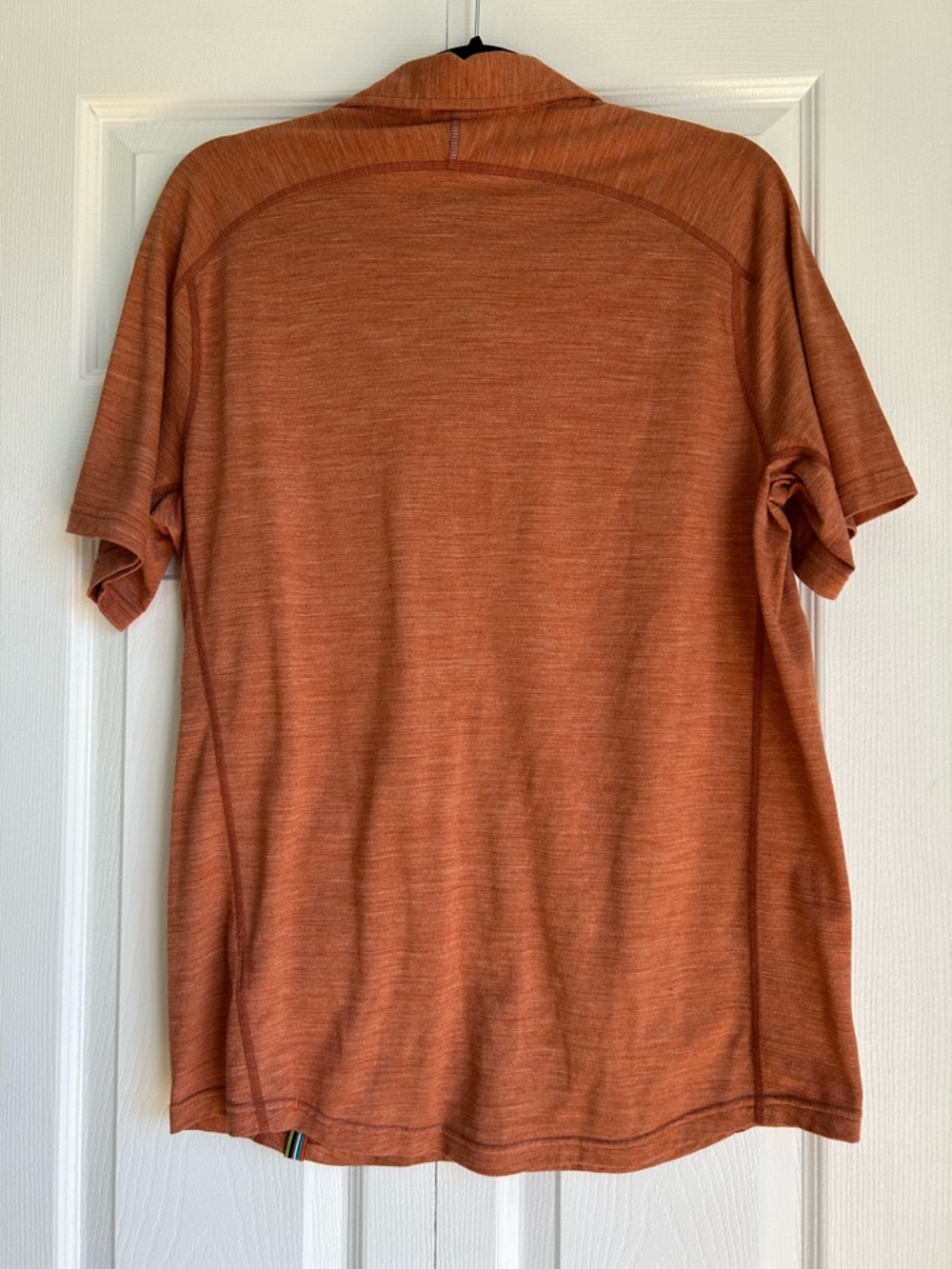 Smartwool MerinoSport 150 Shirt Mens L Wool Blend Orange Button Up Short Sleeve - Picture 2 of 4